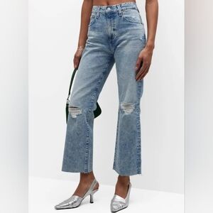 AG Adriano Goldschmied Distressed Blue Flare Jeans